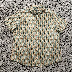 Eddie Bauer Classic Fit Kingston Trout Fishing Print Shirt Short Sleeve Men’s XL